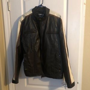 Carbon animal cruelty free faux leather biker jacket